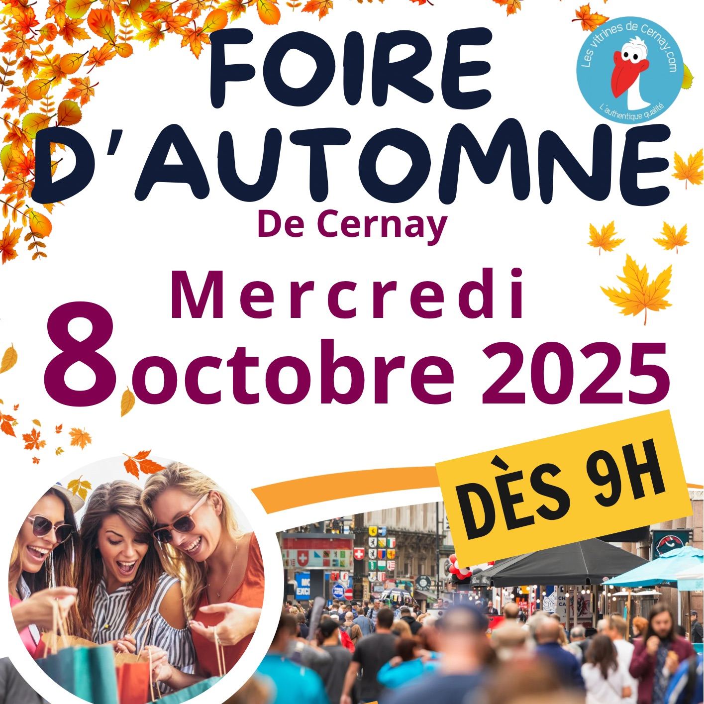 🍂 𝗖𝗲 𝗺𝗲𝗿𝗰𝗿𝗲𝗱𝗶, 𝗰'𝗲𝘀𝘁 𝗹𝗮 𝗙𝗼𝗶𝗿𝗲 𝗱’𝗔𝘂𝘁𝗼𝗺𝗻𝗲 𝗮̀ 𝗖𝗲𝗿𝗻𝗮𝘆 ! 🍂
Retrouvez-nous dès 9h!!
Le centre-ville s’animera avec plus d’une centaine d’exposants : commerçants locaux, artisans, exposition de voitures, petite restauration, et animations pour enfants.
📍 Cernay : 03 89 75 51 78