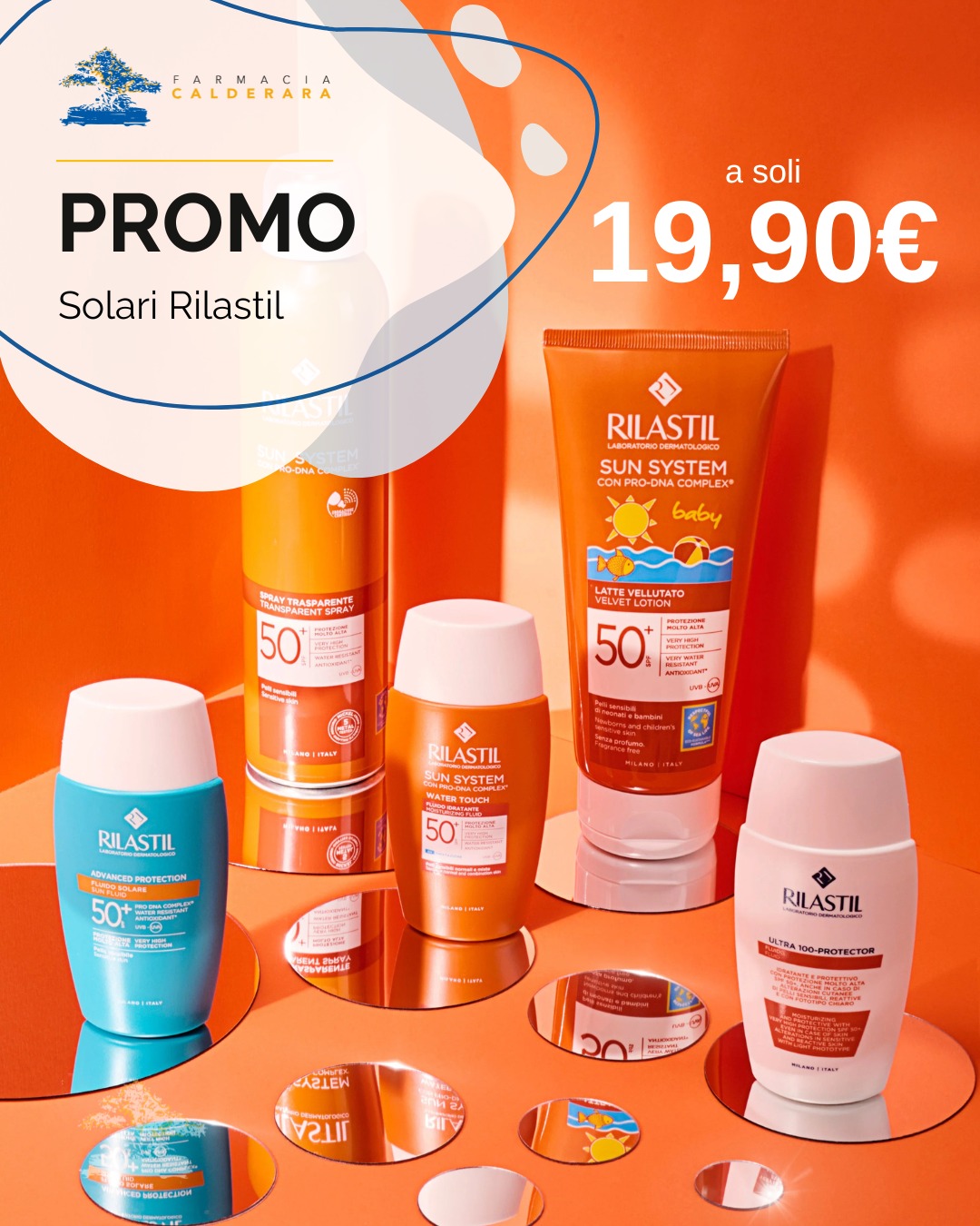 ☀️ L’estate continua… e anche la protezione!
Approfitta della nostra PROMO sui solari Rilastil a soli 19,90€ 💥 e continua a proteggere la tua pelle durante gli ultimi giorni di sole, in città o in vacanza.
Ti aspettiamo in Farmacia!