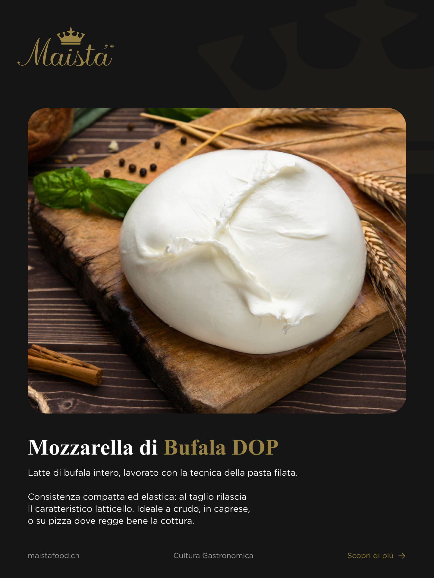 🇮🇹 Cultura Gastronomica Maistà
Un viaggio tra prodotti, tradizioni e piccoli dettagli che raccontano la cultura gastronomica italiana. Perché conoscere ciò che portiamo in tavola significa apprezzarlo ancora di più.
👑 Burrata e Mozzarella: quali sono le vere differenze?
Sembrano gemelle, ma nascono da lavorazioni diverse e rispondono a esigenze diverse in cucina. La burrata custodisce dentro di sé la sua parte più cremosa; la mozzarella di bufala punta su struttura e carattere. Nel carosello scopriamo cosa le distingue davvero, oltre l'aspetto.
Scorri e scopri quale scegliere per ogni piatto.
📩 Info e ordini:
orders@maistafood.ch | info@maistafood.ch
#MaistaFood #CulturaGastronomica #Burrata #MozzarellaDiBufala #FormaggiItaliani